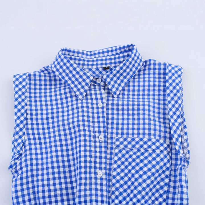 Femme Ærmeløs Gingham Utility Overall Stilla