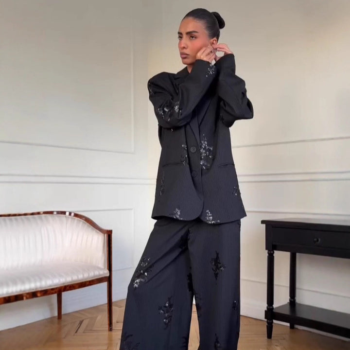 Kvinders elegante og glitrende blazer sæt Stilla