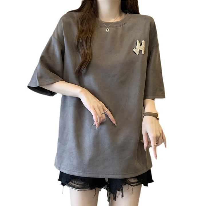 Dame Bekvemmelig Overstørrelse Grafisk T-shirt med Unikt Logo Stilla