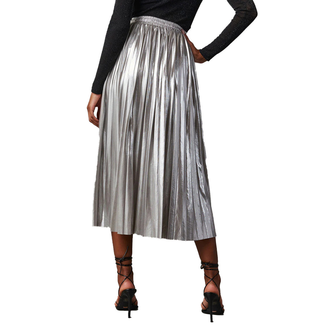 Women's Pleated Maxi Skirt made of shiny material Skovae