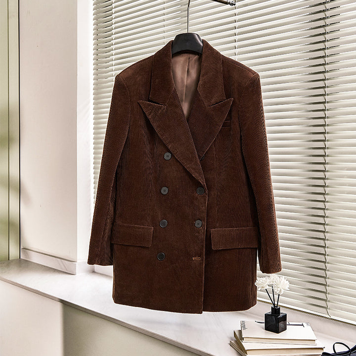 Damer elegant kordblazer med dobbelt knap række og klassisk snit Stilla