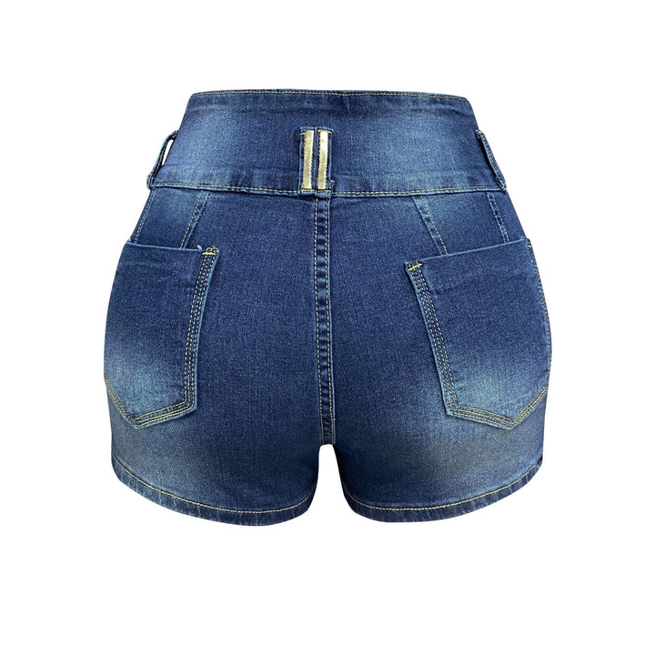 Damer Højtaljede Denim-Shorts med knapdetaljer og trendy snit Stilla