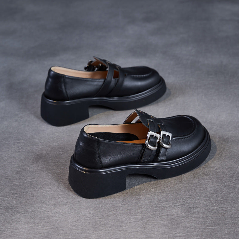Dame Chunky Hæklet Slipper Loafers med dekorative spænder Stilla