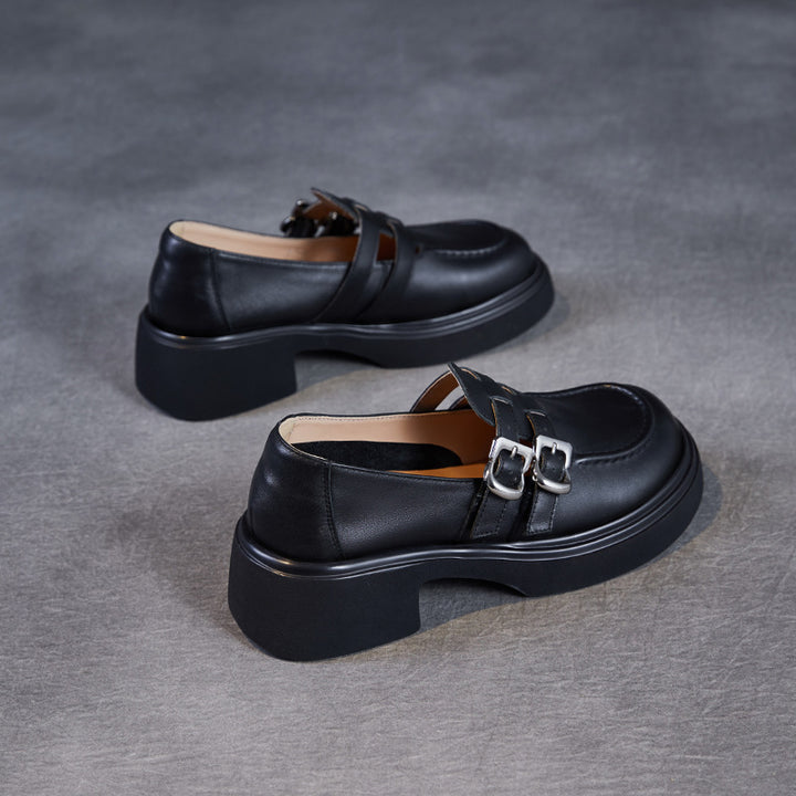 Dame Chunky Hæklet Slipper Loafers med dekorative spænder Stilla