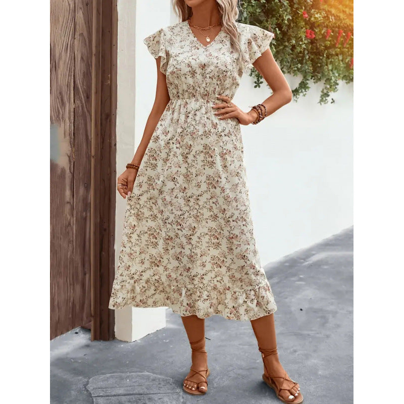 Dame Midi kjole med blomsterdesign Skovae