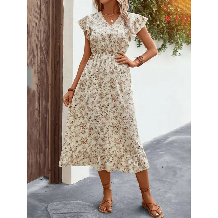 Dame Midi kjole med blomsterdesign Skovae