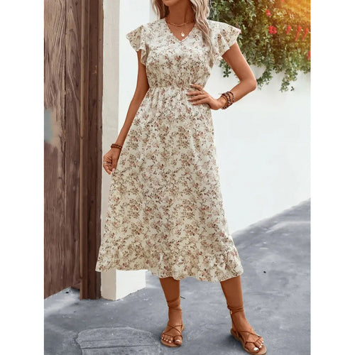 Dame Midi kjole med blomsterdesign Skovae