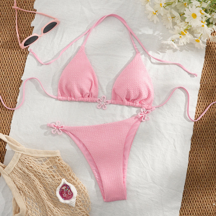 Dame bikini sæt med blomsterdetalje og høj kvalitetsstruktur Skovae