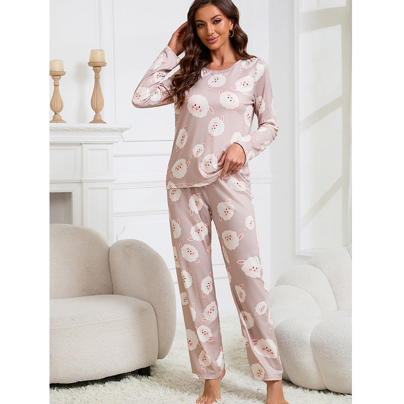Dame Sjov Langærmet Pyjamasæt med dyreprint Stilla