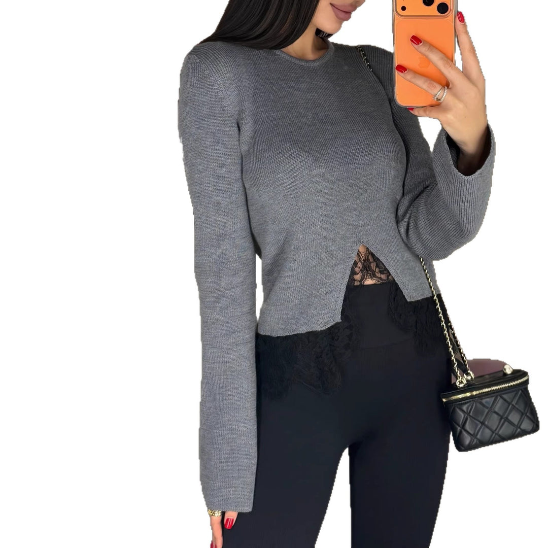 Kvinders strikket sweater med elegant spidskant og generøs pasform Stilla