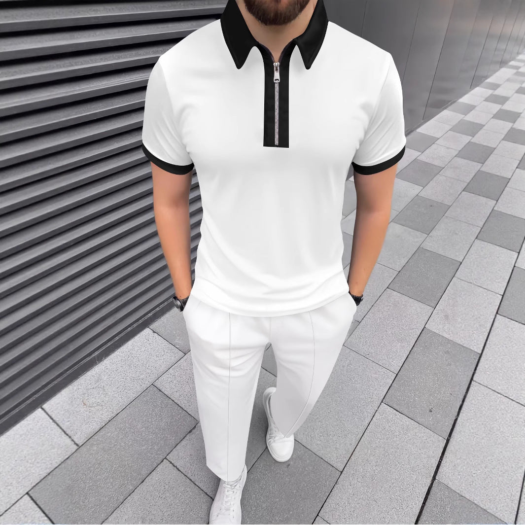 Herrer polo t-shirt med moderne lynlås og stilfuld krave Stilla