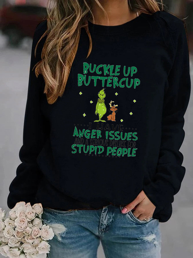 Kvinders sweatshirt med humoristisk citat og kreativt design Stilla