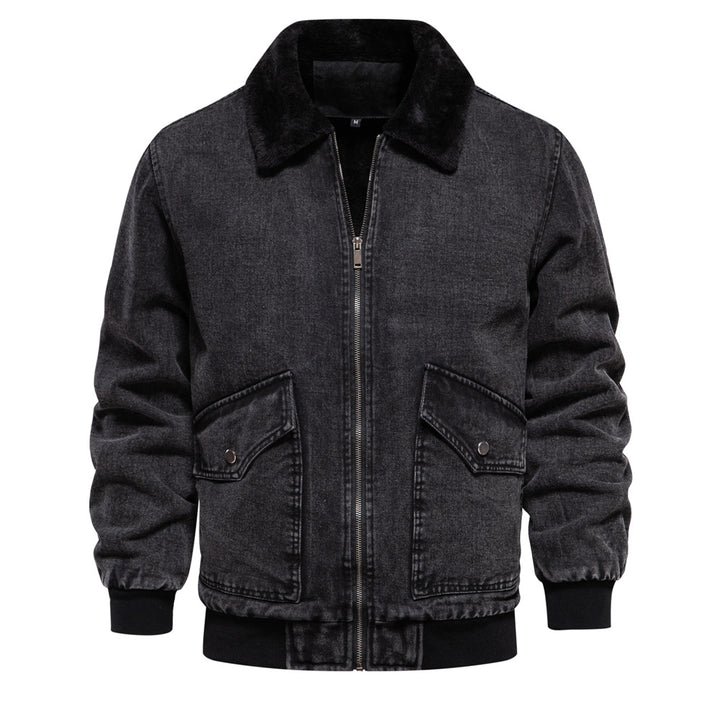 Herrer vinterjakke i denim-stil med hyggelig krave Stilla