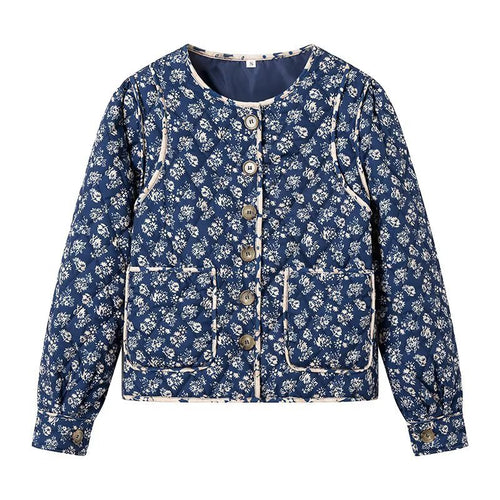 Kvindernes blomster mønstrede quilted jakke med praktiske lommer Stilla