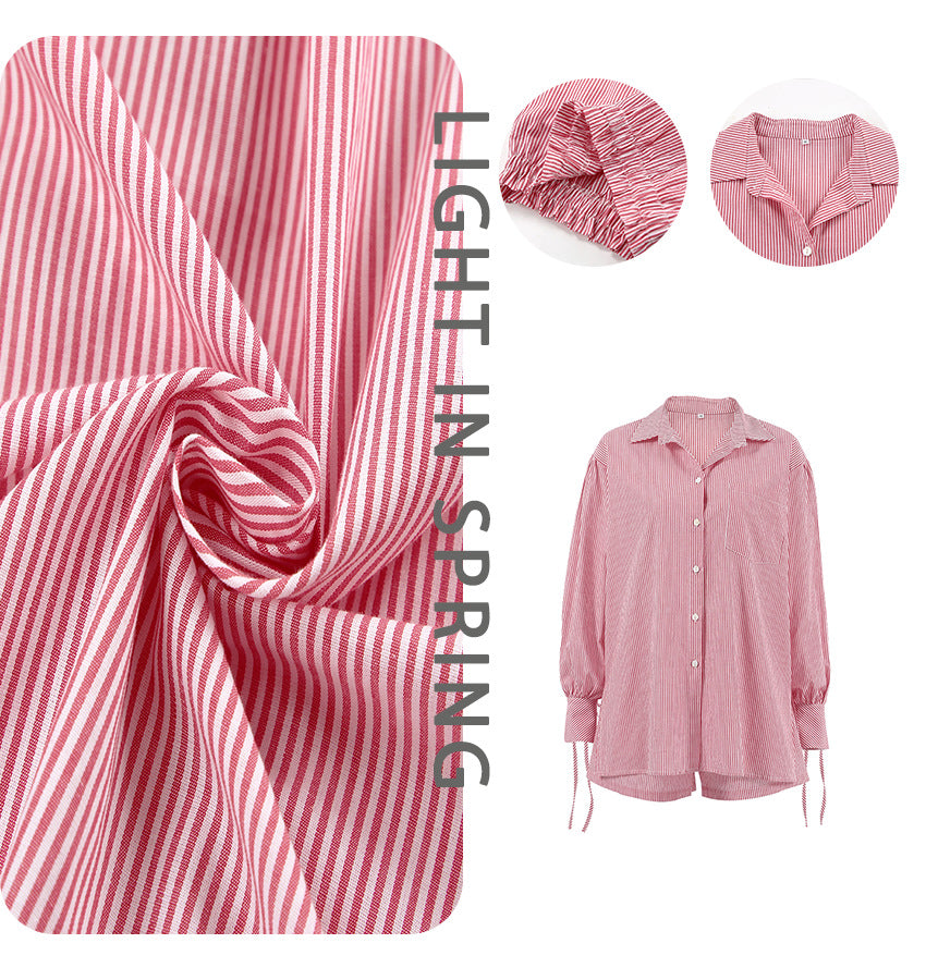 Dame Casual Pyjamasæt med stribet design og elegante detaljer Stilla