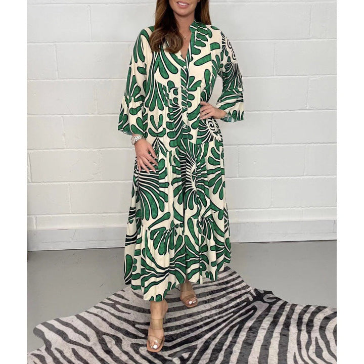 Stilla | Chic Loose Fashion V-Hals Chiffon Plisseret Kjole