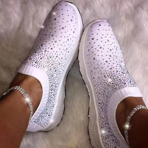 Dame Glitrende Slip-On Sneakers med åndbart strikoverflade og skridsikker sål Stilla
