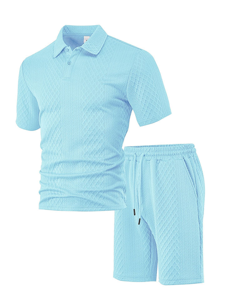 Herre Polo- og Shorts-Sæt med struktureret Design Stilla
