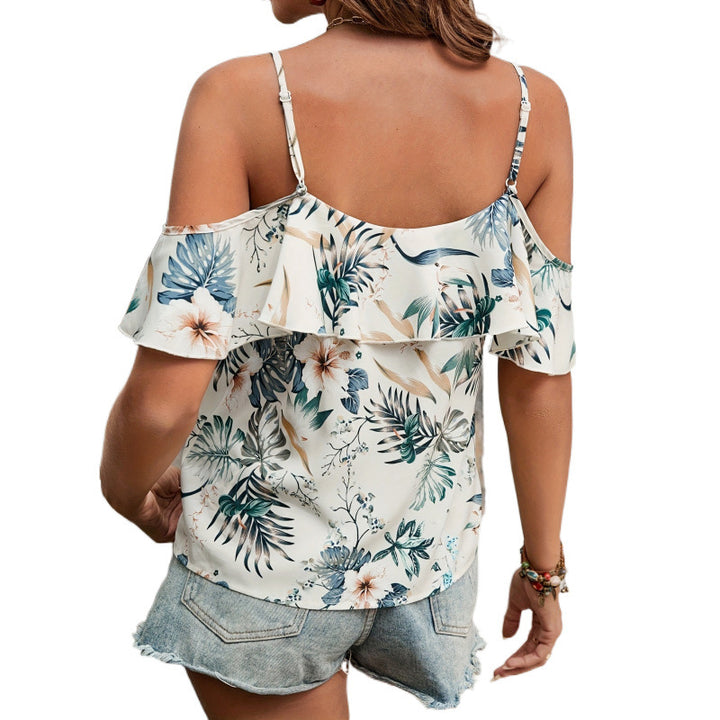 Femme Blomster Off-Shoulder Bluse med Rüschendetails Stilla