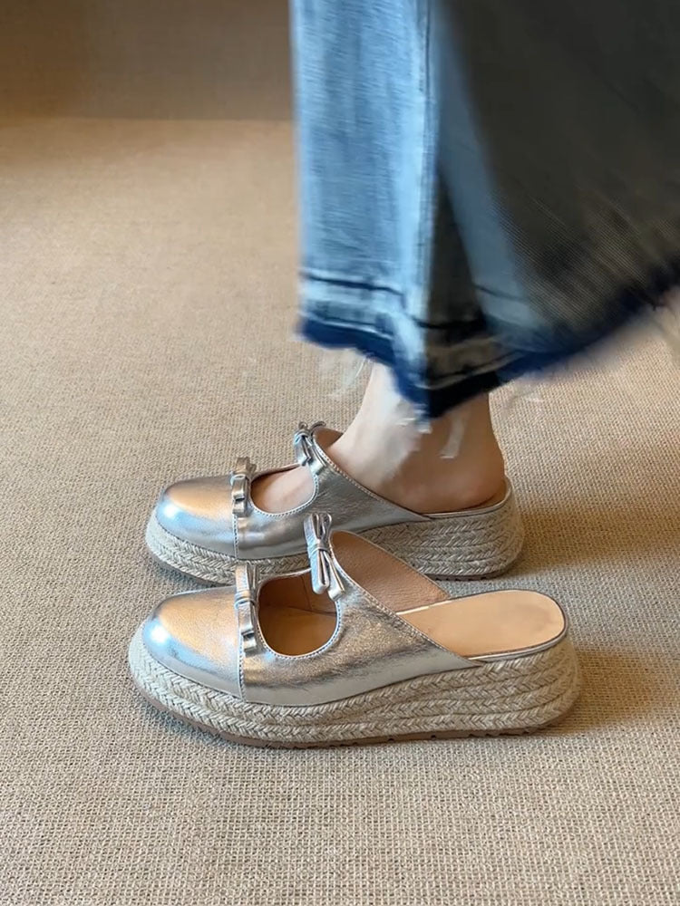 Dame Vintage-stil Mary Jane Espadrille Flats Stilla