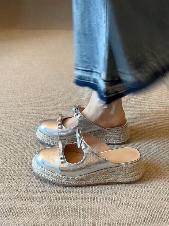 Dame Vintage-stil Mary Jane Espadrille Flats Stilla