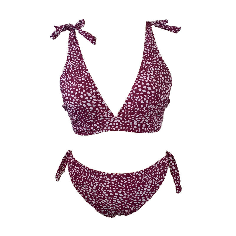 Damer triangel-bikini med legende sløjfer og moderne mønster Skovae