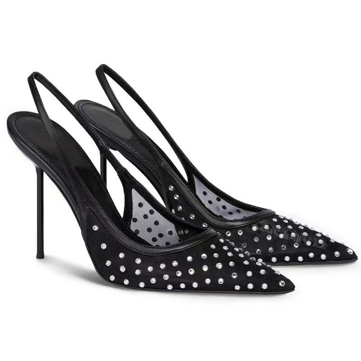 Dame Stiletto Slingback-hæle med dekorativt nitter-design Stilla