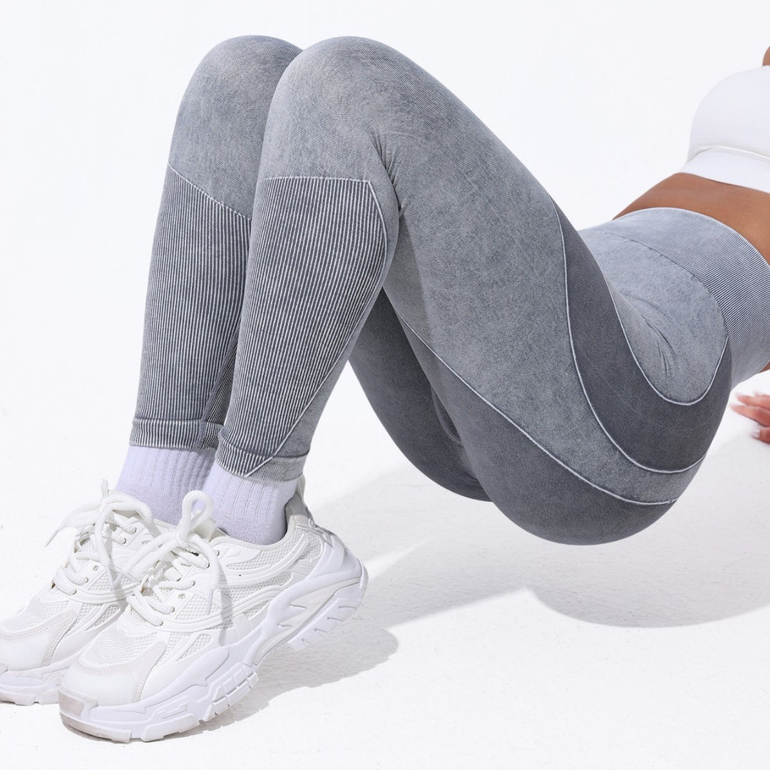 Dame højtydende fitness leggins med innovativ struktureret tekstur og høj talje Stilla