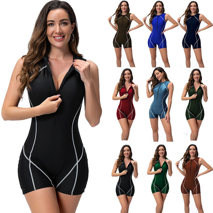 Dame Surf-Overall med sporty lynlås og figursyet snit Skovae