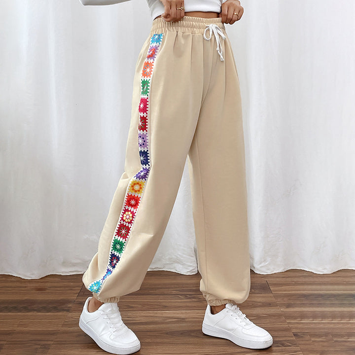 Dame Stilfulde Sweatpants med dekorativ sidebroderi Stilla