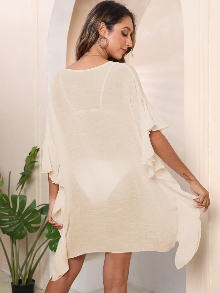 Dame Floral Broderet Strand Cover-Up Tunika Stilla