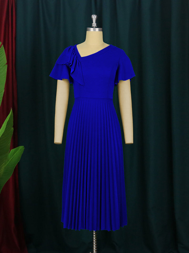 Damer elegant plisseret kjole med asymmetrisk ruffle-detail Skovae