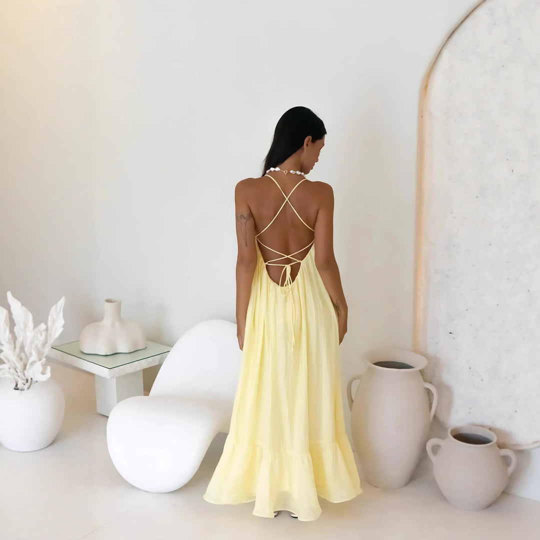 Femme Maxi Kjole med justerbare stropper Stilla