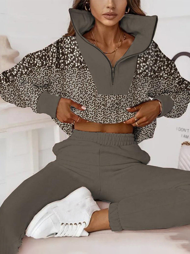 Dame sporty fritids sæt med dekorativ krave og moderne design Stilla
