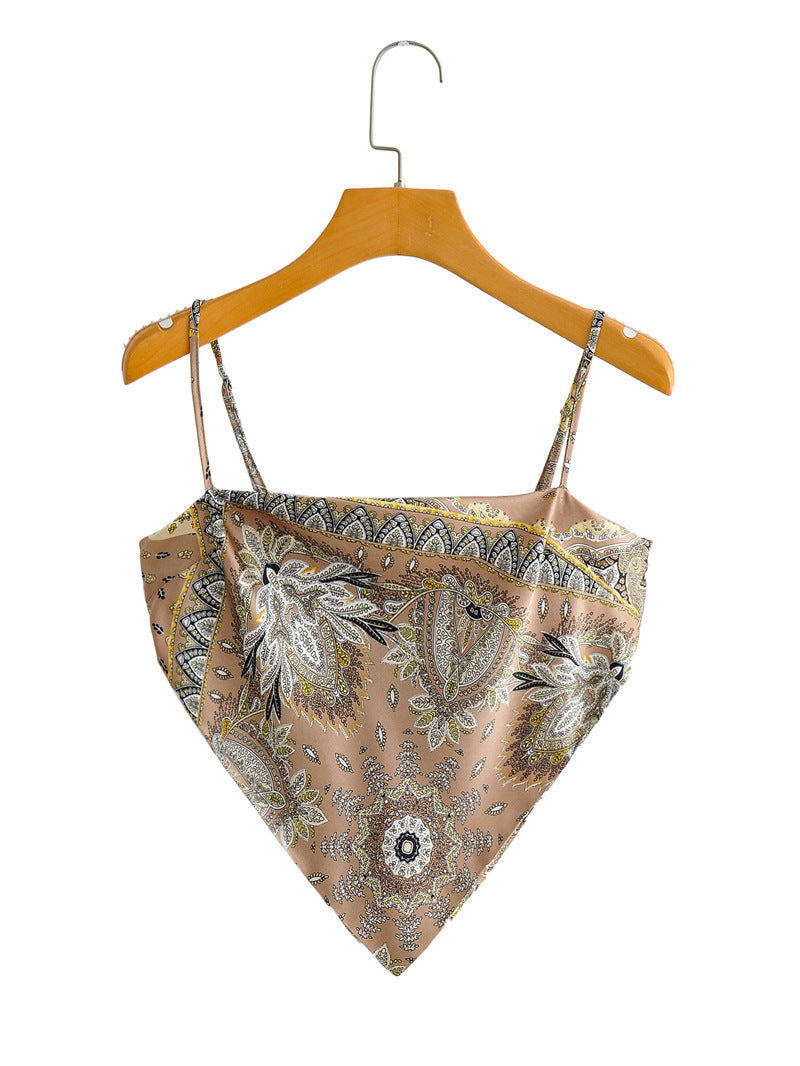 Dame Bandeau Top med legende vintage-tryk Stilla