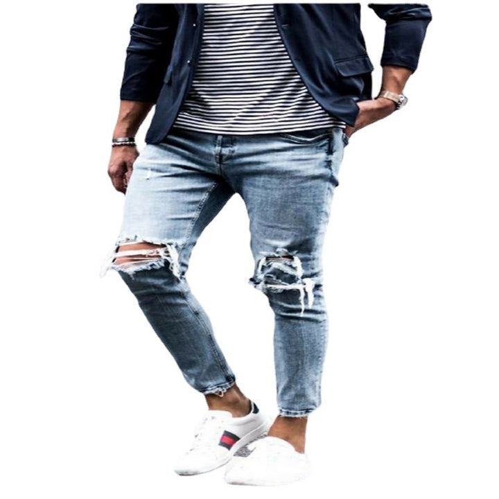 Herrer Revnet Denim Slim-Fit Jeans med modevask Stilla