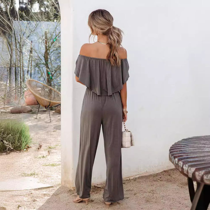 Dame Off-Shoulder Jumpsuit med bredt ben og elastisk talje Stilla