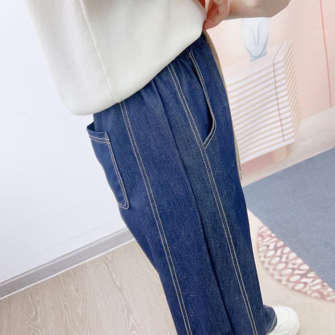 Dame Elegant og komfortabel jeansbukser med elastisk talje og sidelommer Stilla