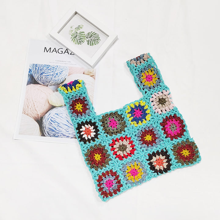 Dame hæklede skuldertaske i farverigt Granny-Square-design Stilla