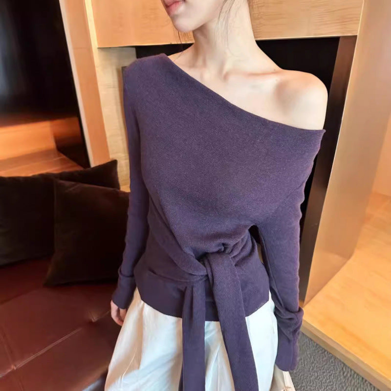 Femme Off-Shoulder Strik Vikkelbluse Stilla