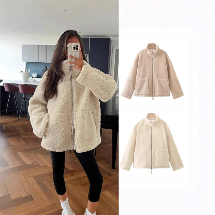 Femme Cozy Sherpa Zip-Up Jakke Stilla