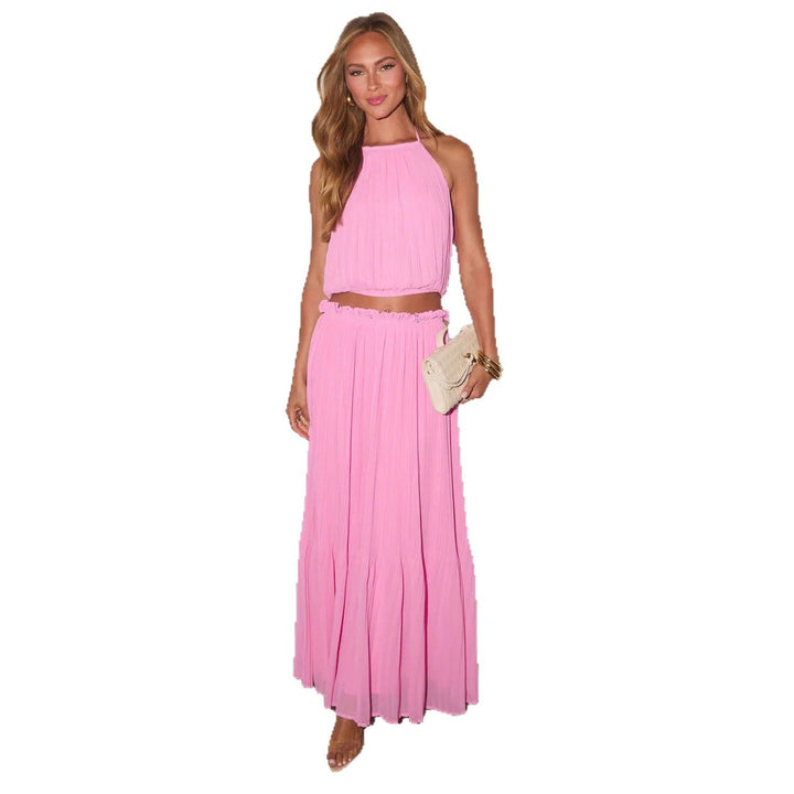 Dame sammensat sæt med crop top og elegant maxi nederdel Skovae