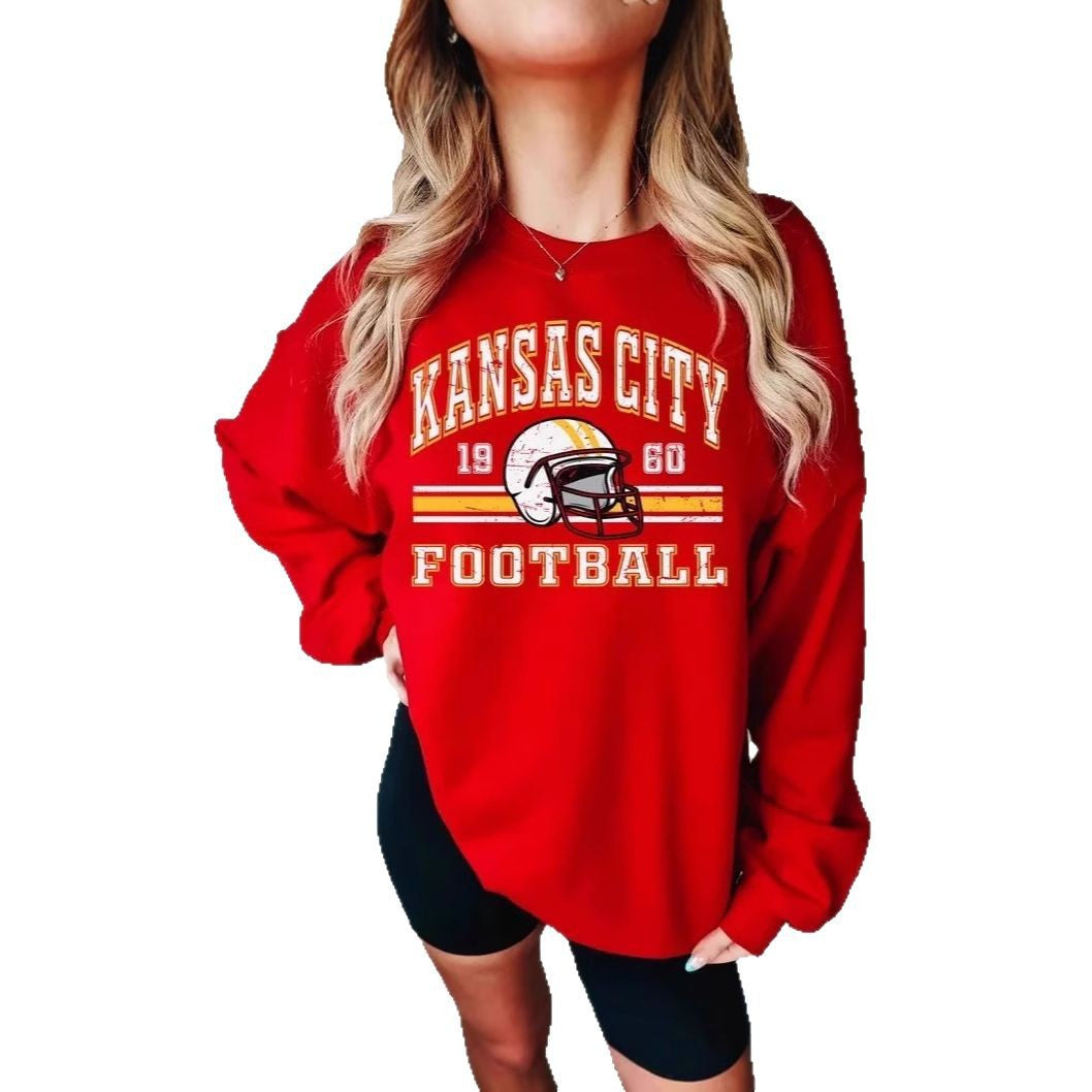 Kvinder Oversized Sweatshirt med nostalgisk fodboldmotiv Skovae