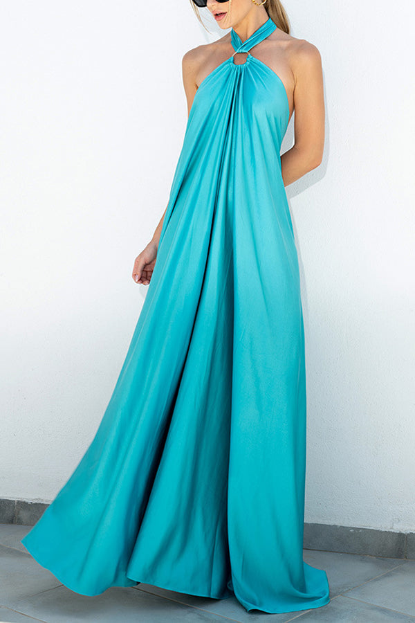 Stilla | Ring Halter Neck Rygløs Maxi Kjole