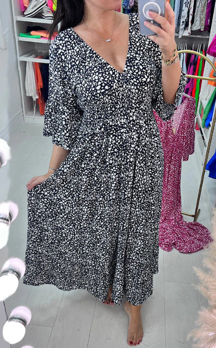 Stilla | Ferie-Kjole Plus Size Fairy V Hals Blomsterkjole