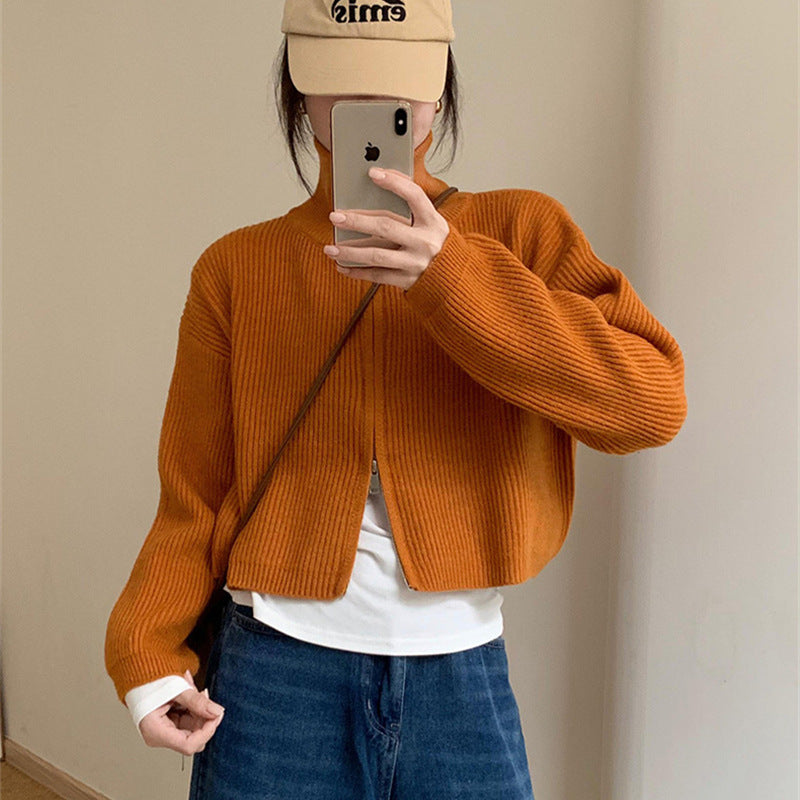Femme Cozy Zip-Up Ribstrikket pullover Stilla