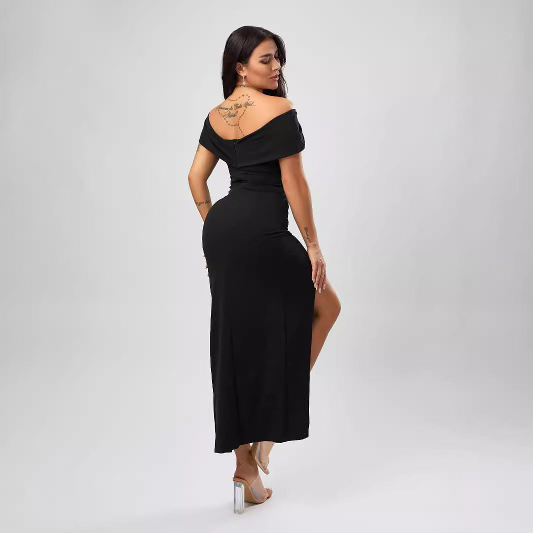 Dame Elegant Maxikjole med elegant skulderdesign og høj split Stilla