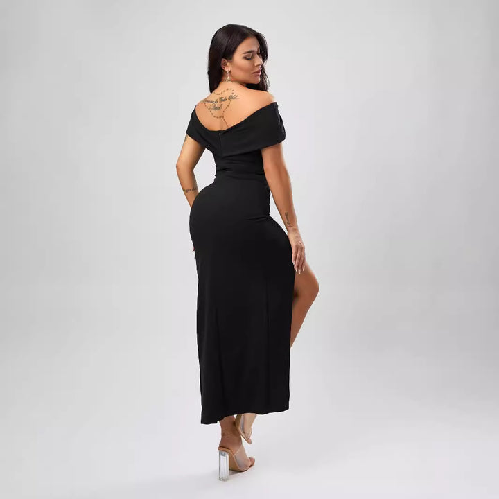 Dame Elegant Maxikjole med elegant skulderdesign og høj split Stilla