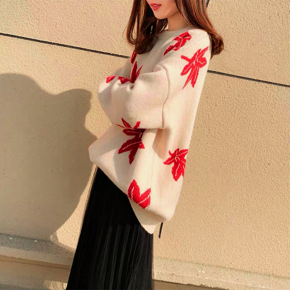 Kvindernes Oversized Sweater med Bladform Stilla