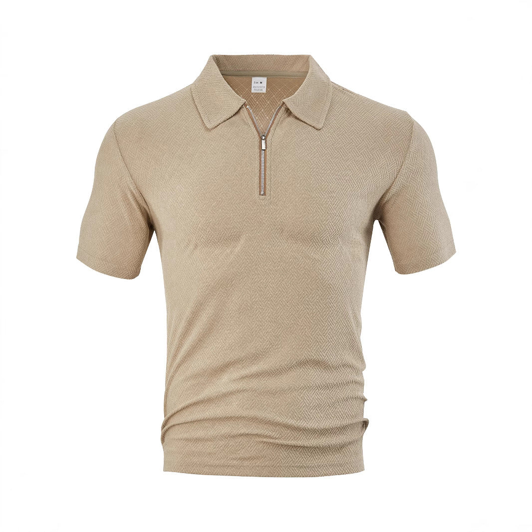 Herrer Polo-Shirt med elegant lynlås og struktureret design Stilla